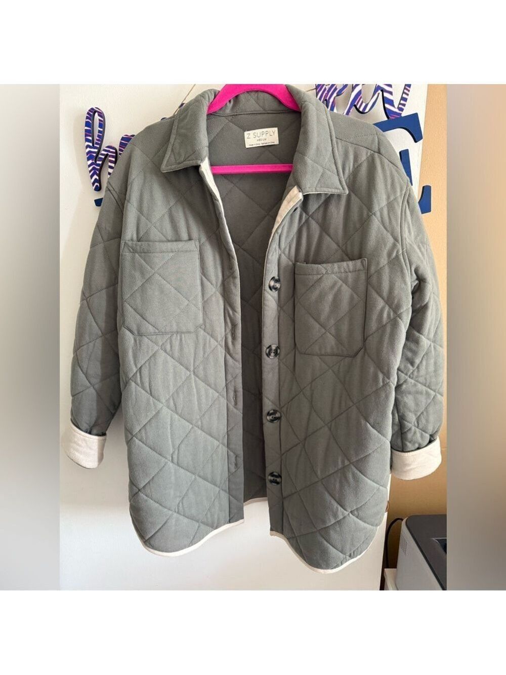 Z Supply Women's Maya Quilted Utility Jacket - Sage Green - Picture 6 of 7